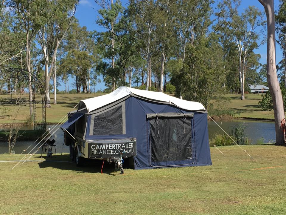 Camper Trailer Finance trailer set up at a campsite